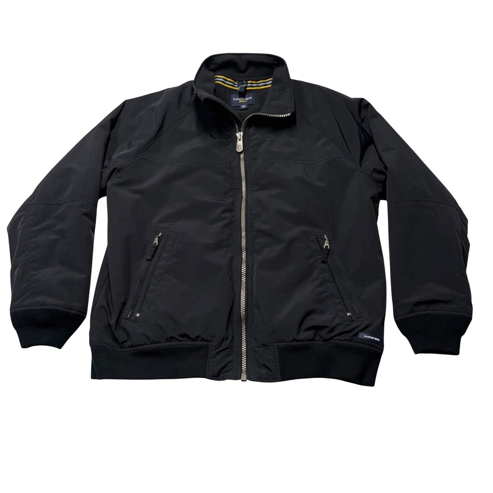 Lands End Squall Jacket Mens L 42-44 Black Fleece Lined Insulated Bomber